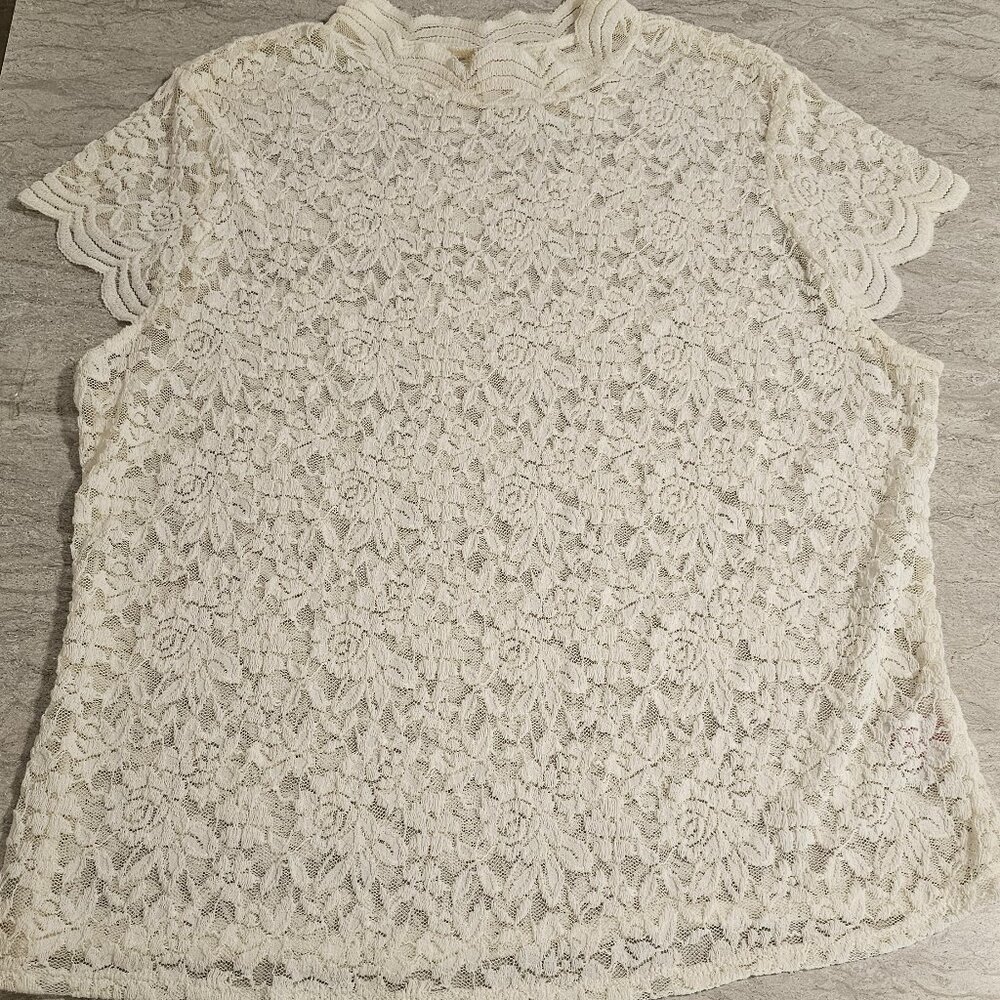 No Boundaries Blouse, Cream Colored, Lace-like Pattern